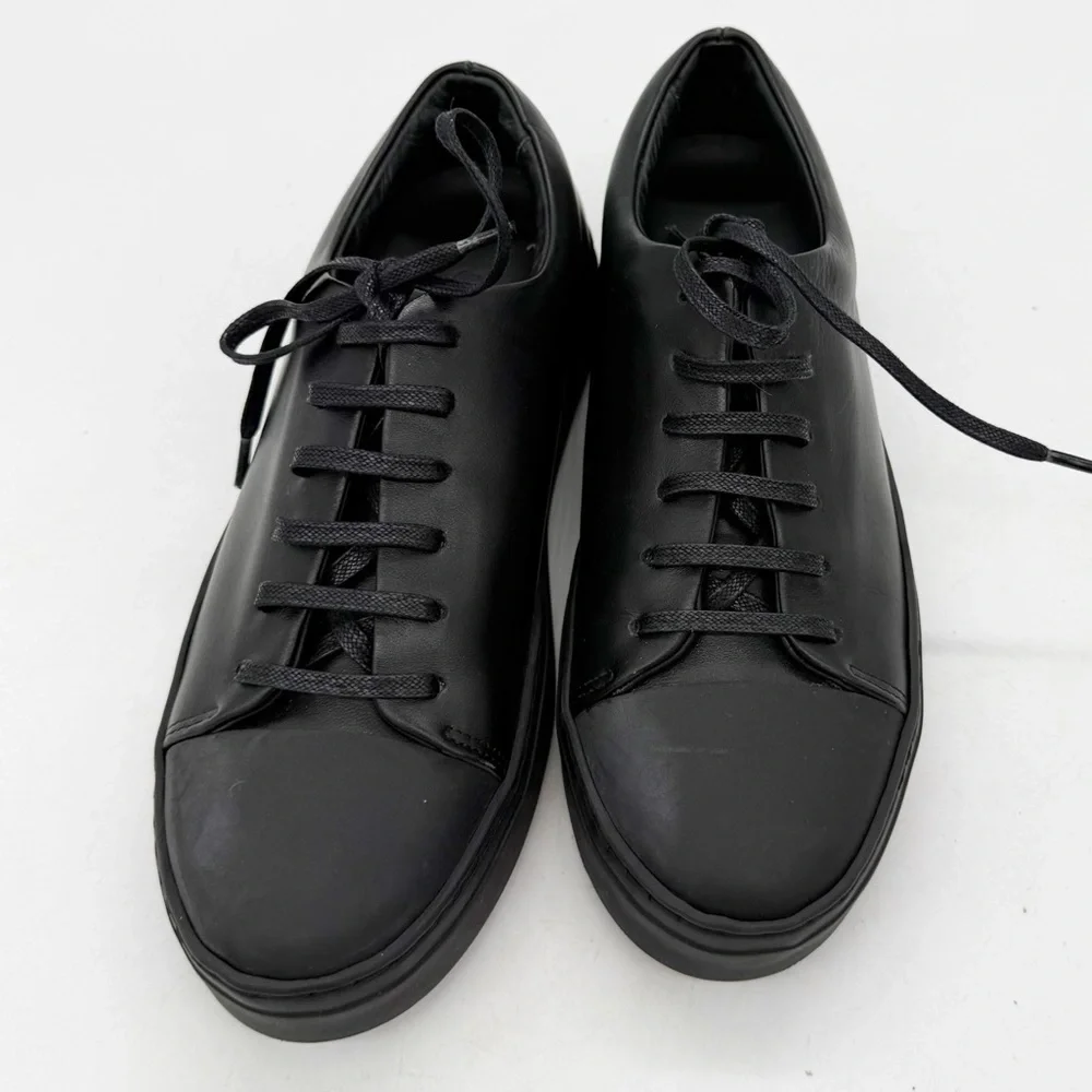 COS Black Leather Lace Up Sneakers Size 6 Minimalist Casual Contemporary